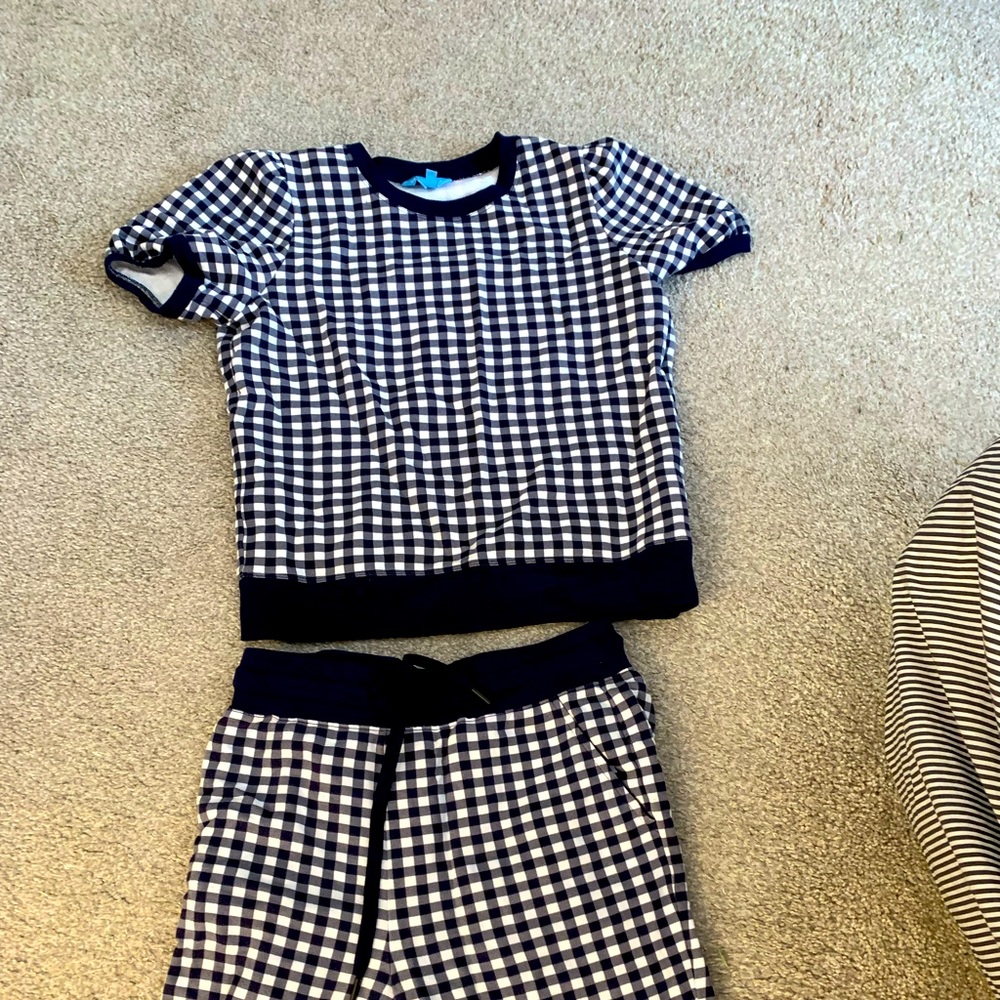 Navy blue gingham top